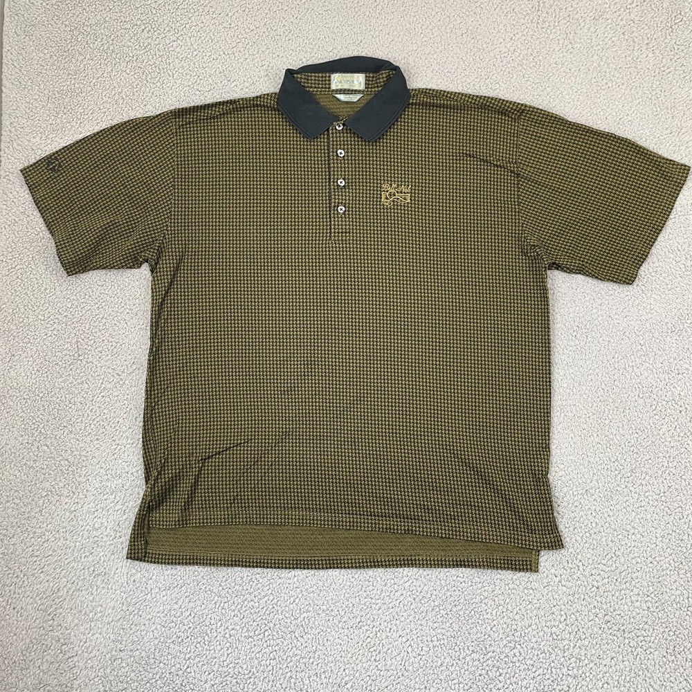 Bell Nob Golf Club VTG Descente Polo Men 2XL Houndstooth Short Sleeve Shirt